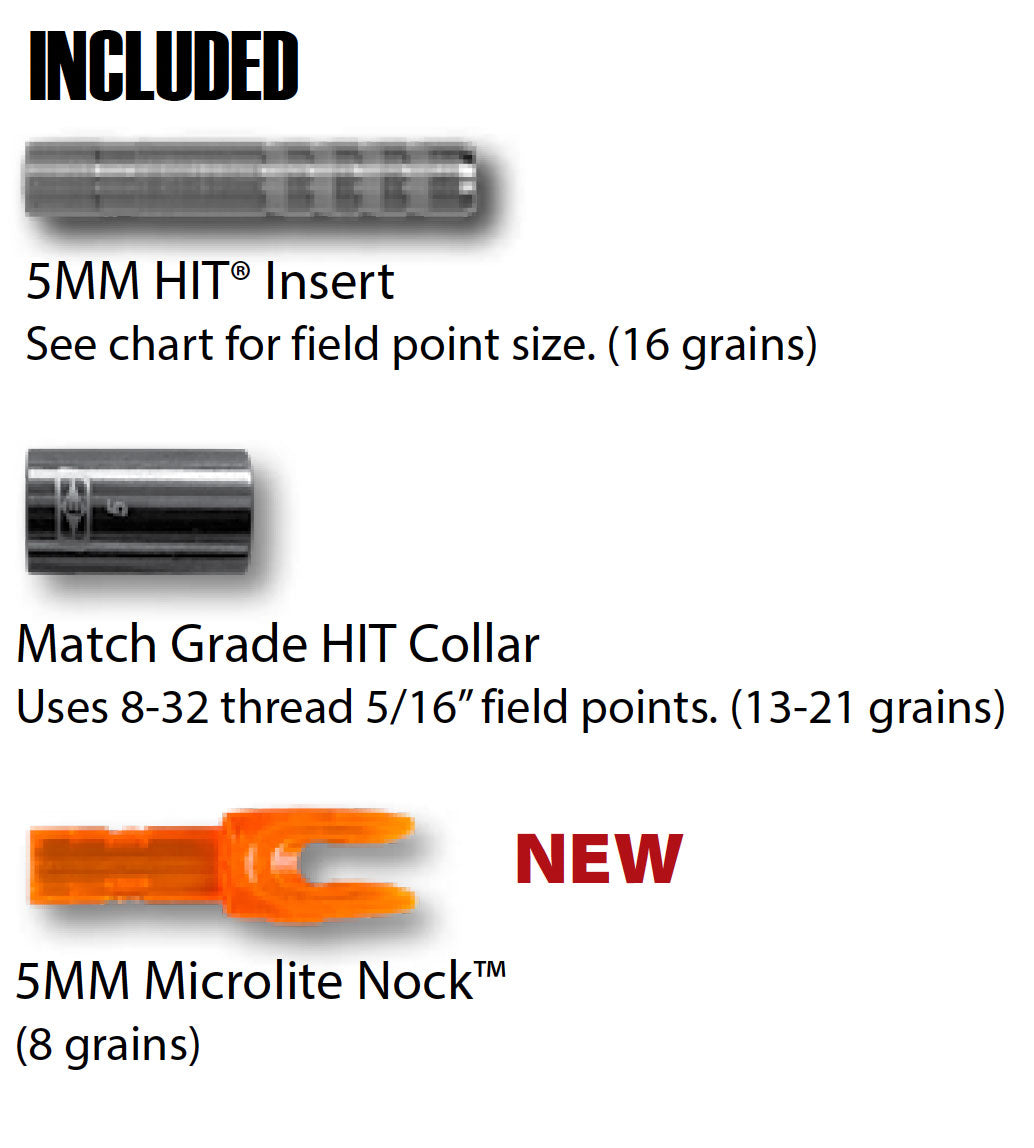 Easton 5.0 SHAFTS (dozen) - BONUS (2 -6 Packs 5/16" 125 grain included)